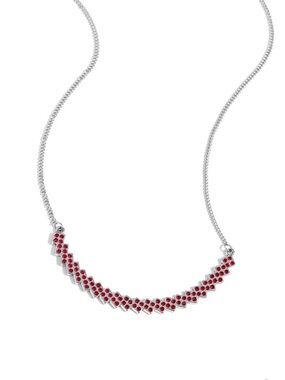 paparazzi Silver-Tone Necklace with Red Crystal Chevron Accent